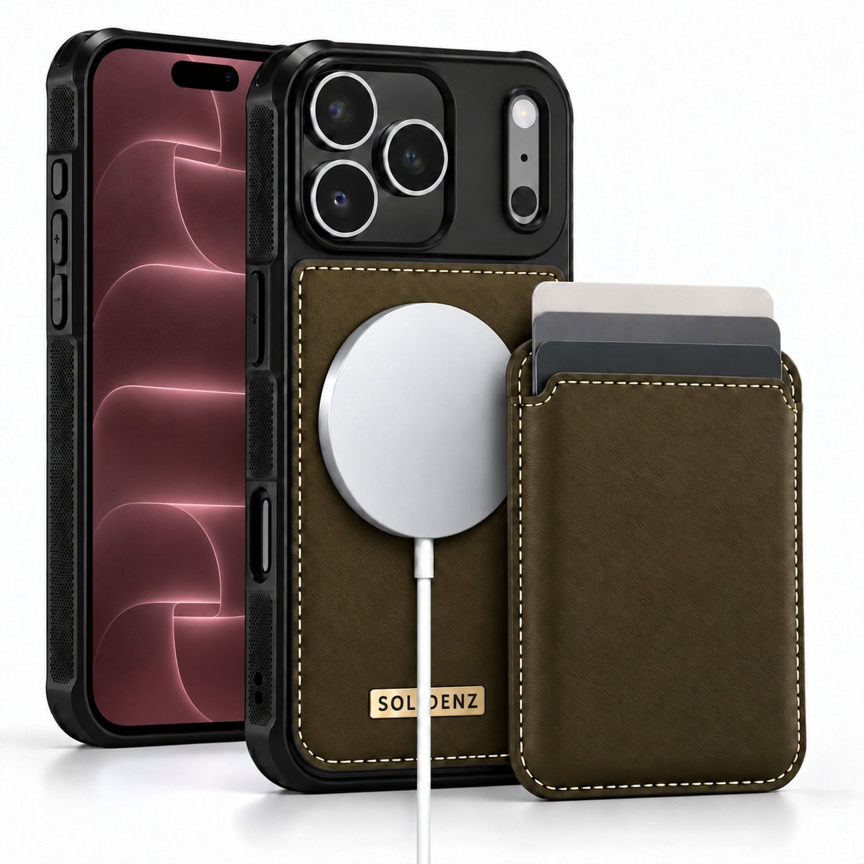 Solidenz MagSafe Wallet Backcover voor iPhone 17 Pro / 18 Pro - Bruin