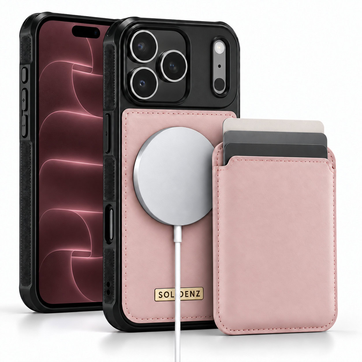 Solidenz MagSafe Wallet Backcover voor iPhone 17 Pro / 18 Pro - Roze