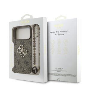 Guess 4G Metal Logo iPhone 17 Pro Max hoesje – Met Polskoord – Bruin - 7