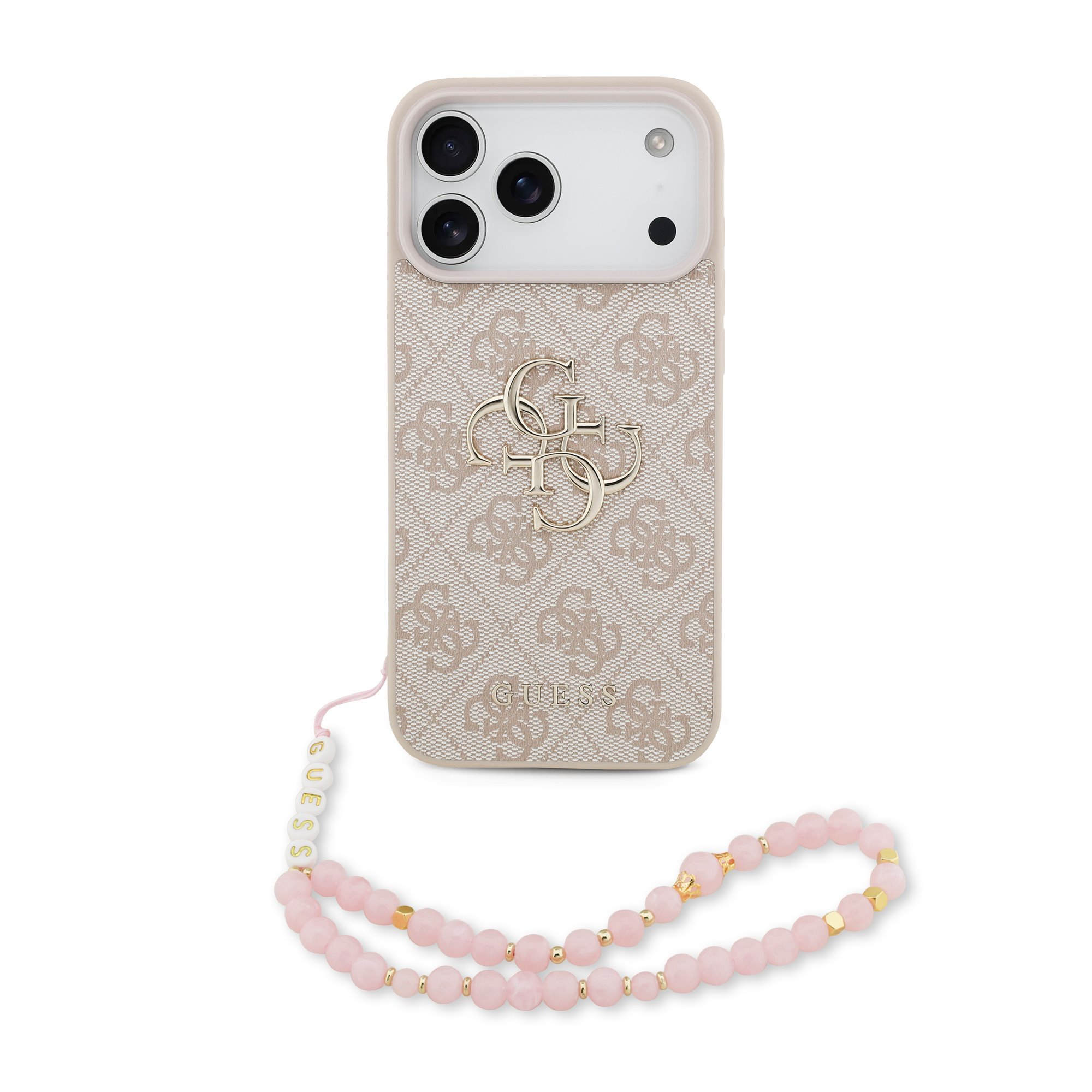 Guess 4G Metal Logo iPhone 17 Pro Max hoesje – Met Polskoord – Roze 1 Guess 4G Metal Logo iPhone 17 Pro Max hoesje – Met Polskoord – Roze 1