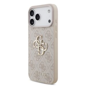 Guess 4G Metal Logo iPhone 17 Pro Max hoesje – Met Polskoord – Roze - 1