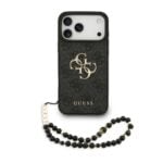 Guess 4G Metal Logo iPhone 17 Pro Max hoesje – Met Polskoord – Zwart Main Image