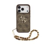 Guess 4G Metal Logo iPhone 17 Pro hoesje - Met Polskoord - Bruin