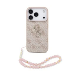 Guess 4G Metal Logo iPhone 17 Pro hoesje - Met Polskoord - Roze