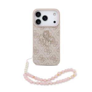 Guess 4G Metal Logo iPhone 17 Pro hoesje - Met Polskoord - Roze Guess 4G Metal Logo iPhone 17 Pro hoesje - Met Polskoord - Roze