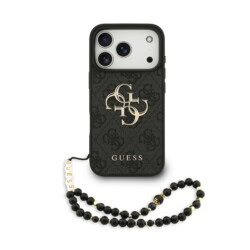 Guess 4G Metal Logo iPhone 17 Pro hoesje - Met Polskoord - Zwart