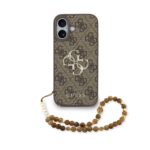 Guess 4G Metal Logo iPhone 17 hoesje - Met Polskoord - Bruin