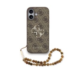 Guess 4G Metal Logo iPhone 17 hoesje - Met Polskoord - Bruin