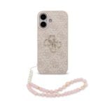 Guess 4G Metal Logo iPhone 17 hoesje - Met Polskoord - Roze