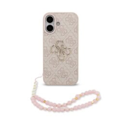 Guess 4G Metal Logo iPhone 17 hoesje - Met Polskoord - Roze