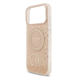 Guess IML Flowers Allover iPhone 17 Pro Max hoesje – Met MagSafe en Koord – Roze - 3