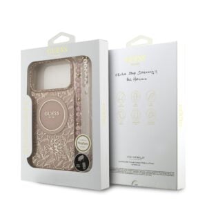 Guess IML Flowers Allover iPhone 17 Pro Max hoesje – Met MagSafe en Koord – Roze - 6