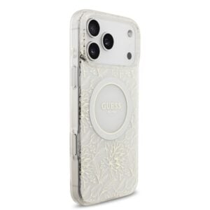 Guess IML Flowers Allover iPhone 17 Pro Max hoesje – Met MagSafe en Koord – Wit - 2