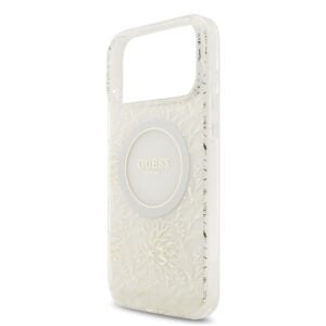 Guess IML Flowers Allover iPhone 17 Pro Max hoesje – Met MagSafe en Koord – Wit - 3