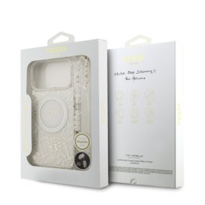 Guess IML Flowers Allover iPhone 17 Pro Max hoesje – Met MagSafe en Koord – Wit - 6