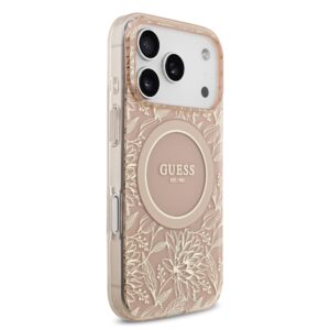 Guess IML Flowers Allover iPhone 17 Pro hoesje – Met MagSafe en Koord – Roze - 2