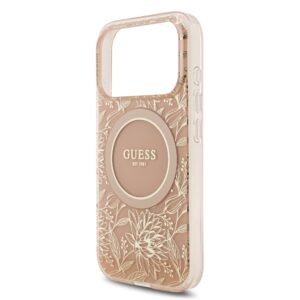 Guess IML Flowers Allover iPhone 17 Pro hoesje – Met MagSafe en Koord – Roze - 3