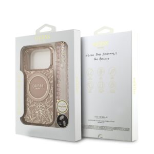 Guess IML Flowers Allover iPhone 17 Pro hoesje – Met MagSafe en Koord – Roze - 6