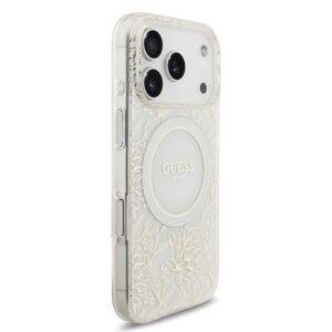 Guess IML Flowers Allover iPhone 17 Pro hoesje – Met MagSafe en Koord – Wit - 2