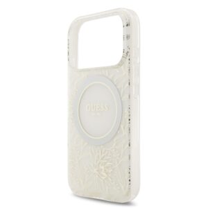 Guess IML Flowers Allover iPhone 17 Pro hoesje – Met MagSafe en Koord – Wit - 3