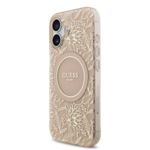 Guess IML Flowers Allover iPhone 17 hoesje – Met MagSafe en Koord – Roze - 1