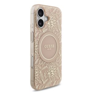 Guess IML Flowers Allover iPhone 17 hoesje – Met MagSafe en Koord – Roze - 2