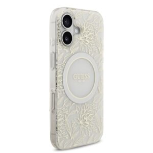 Guess IML Flowers Allover iPhone 17 hoesje – Met MagSafe en Koord – Wit - 2