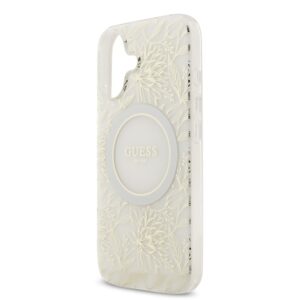 Guess IML Flowers Allover iPhone 17 hoesje – Met MagSafe en Koord – Wit - 3