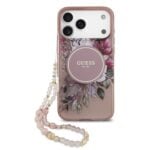 Guess IML Flowers iPhone 17 Pro Max hoesje – Met MagSafe en Koord – Roze Main Image