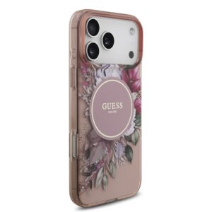 Guess IML Flowers iPhone 17 Pro Max hoesje – Met MagSafe en Koord – Roze - 2