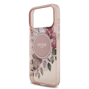 Guess IML Flowers iPhone 17 Pro Max hoesje – Met MagSafe en Koord – Roze - 3