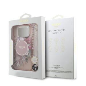 Guess IML Flowers iPhone 17 Pro Max hoesje – Met MagSafe en Koord – Roze - 6