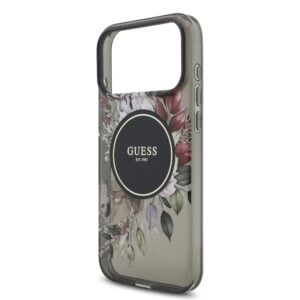 Guess IML Flowers iPhone 17 Pro Max hoesje – Met MagSafe en Koord – Zwart - 3