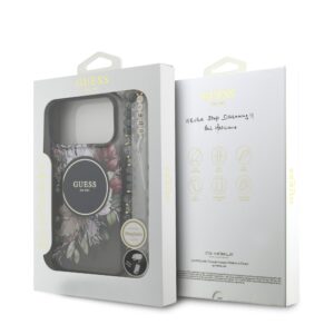 Guess IML Flowers iPhone 17 Pro Max hoesje – Met MagSafe en Koord – Zwart - 6