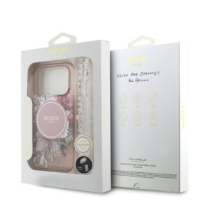 Guess IML Flowers iPhone 17 Pro hoesje – Met MagSafe en Koord – Roze - 6