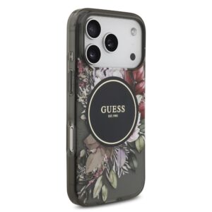 Guess IML Flowers iPhone 17 Pro hoesje – Met MagSafe en Koord – Zwart - 2