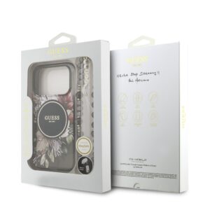 Guess IML Flowers iPhone 17 Pro hoesje – Met MagSafe en Koord – Zwart - 6
