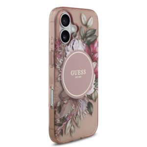 Guess IML Flowers iPhone 17 hoesje – Met MagSafe en Koord – Roze - 2