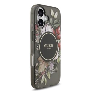 Guess IML Flowers iPhone 17 hoesje – Met MagSafe en Koord – Zwart - 2