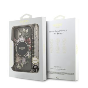 Guess IML Flowers iPhone 17 hoesje – Met MagSafe en Koord – Zwart - 6