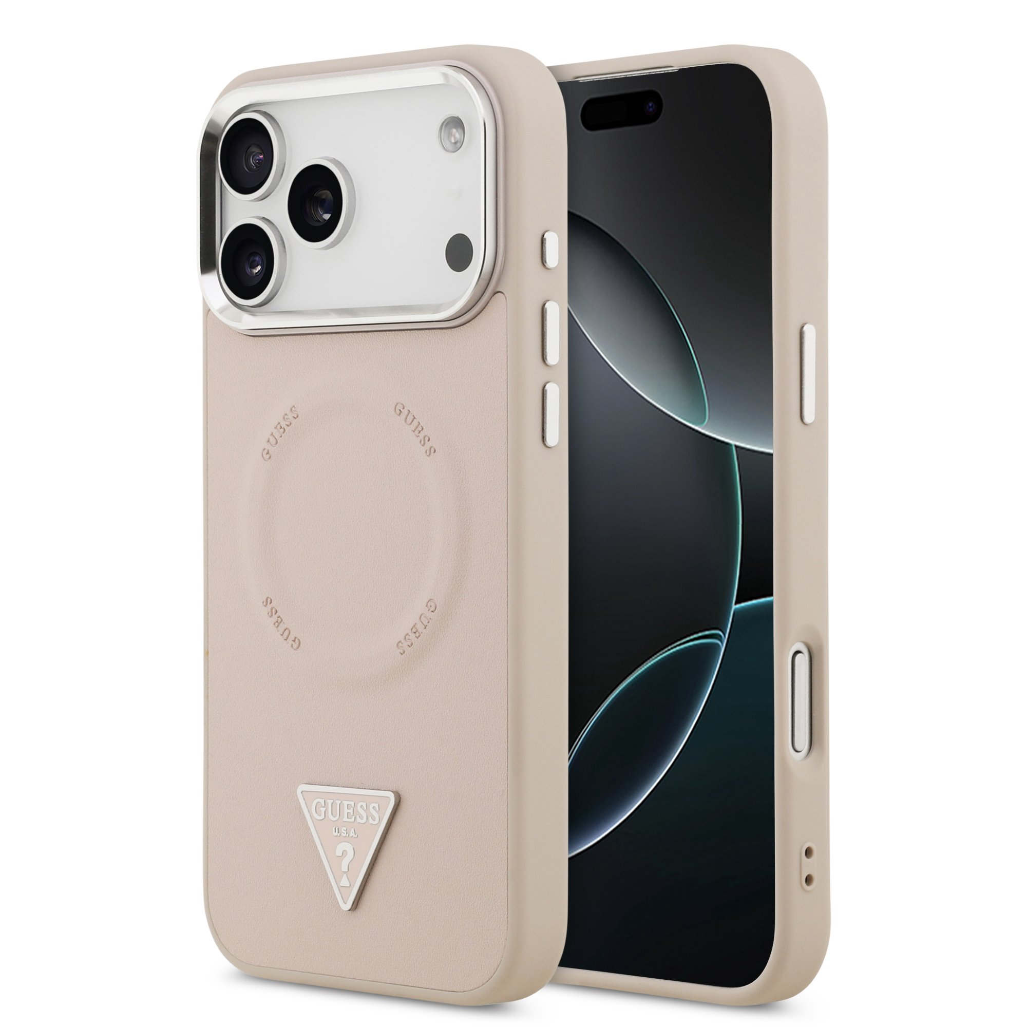 Guess Triangle Logo iPhone 17 Pro hoesje met MagSafe – Roze 1 Guess Triangle Logo iPhone 17 Pro hoesje met MagSafe – Roze 1