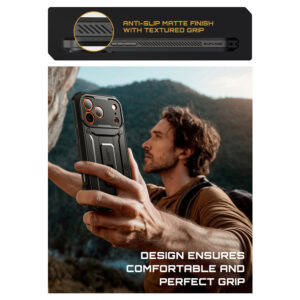 Supcase 360 Backcover met screen protector iPhone 17 Pro Max hoesje – Zwart - 10