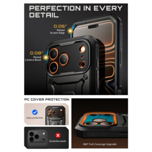 Supcase 360 Backcover met screen protector iPhone 17 Pro Max hoesje – Zwart - 8