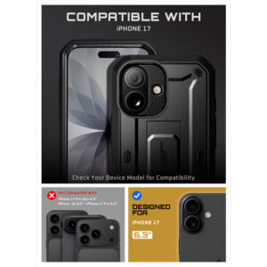 Supcase 360 Backcover met screen protector iPhone 17 hoesje – Zwart - 3