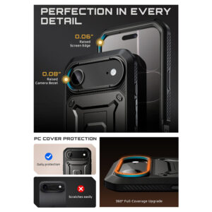 Supcase 360 Backcover met screen protector iPhone Air hoesje – Zwart - 8