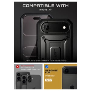 Supcase 360 Backcover met screen protector iPhone Air hoesje – Zwart - 3