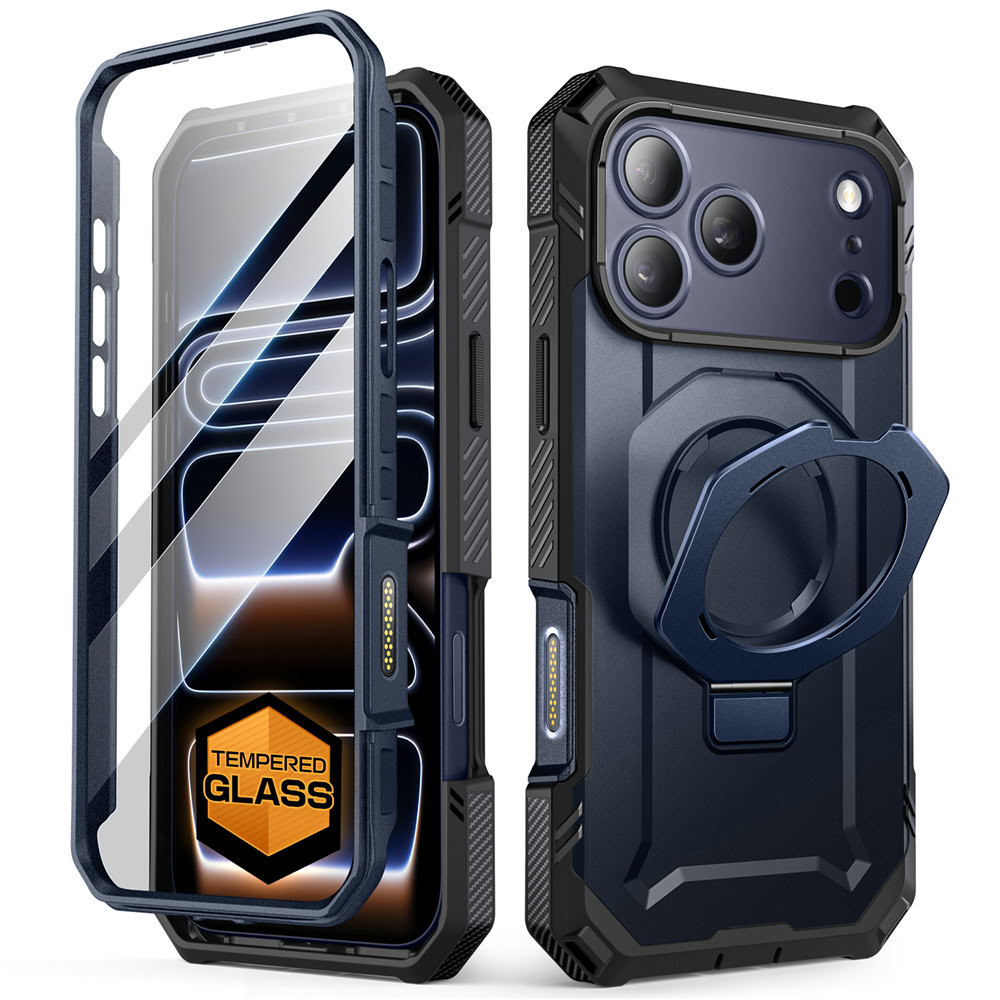 Supcase UB Grip Pro iPhone 17 Pro Max hoesje met Screenprotector en MagSafe – Blauw Transparant 1