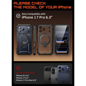 Supcase UB Grip Pro iPhone 17 Pro hoesje met Screenprotector en MagSafe – Zwart Transparant - 3