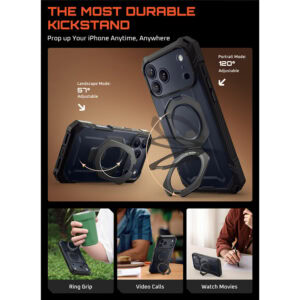 Supcase UB Grip Pro iPhone 17 Pro hoesje met Screenprotector en MagSafe – Zwart Transparant - 5