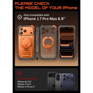 Supcase UB Grip hoesje geschikt voor iPhone 17 Pro Max met MagSafe – Oranje Transparant - 3